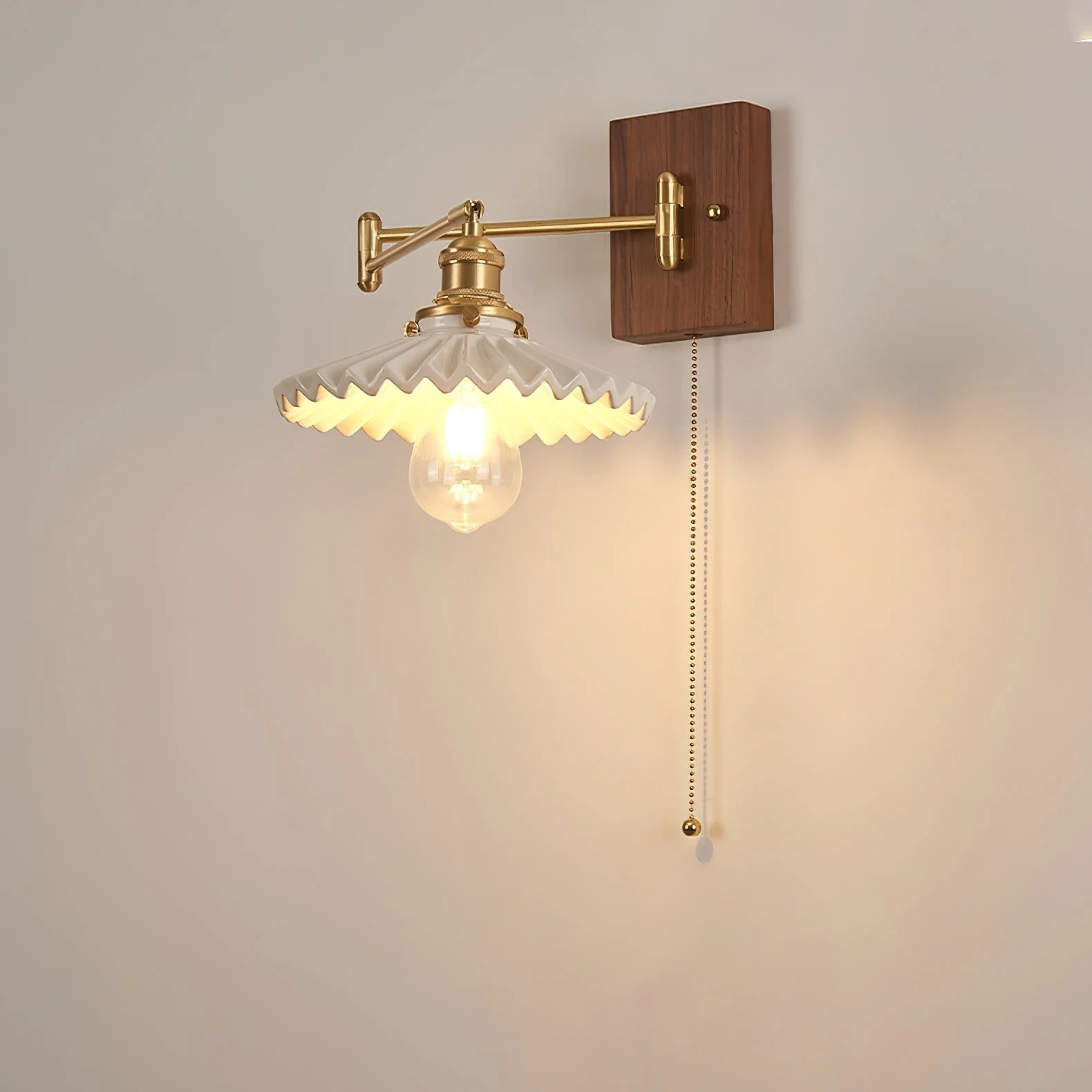 Avveleth Elegance Vintage Walnut Wall Lamp - Image 2