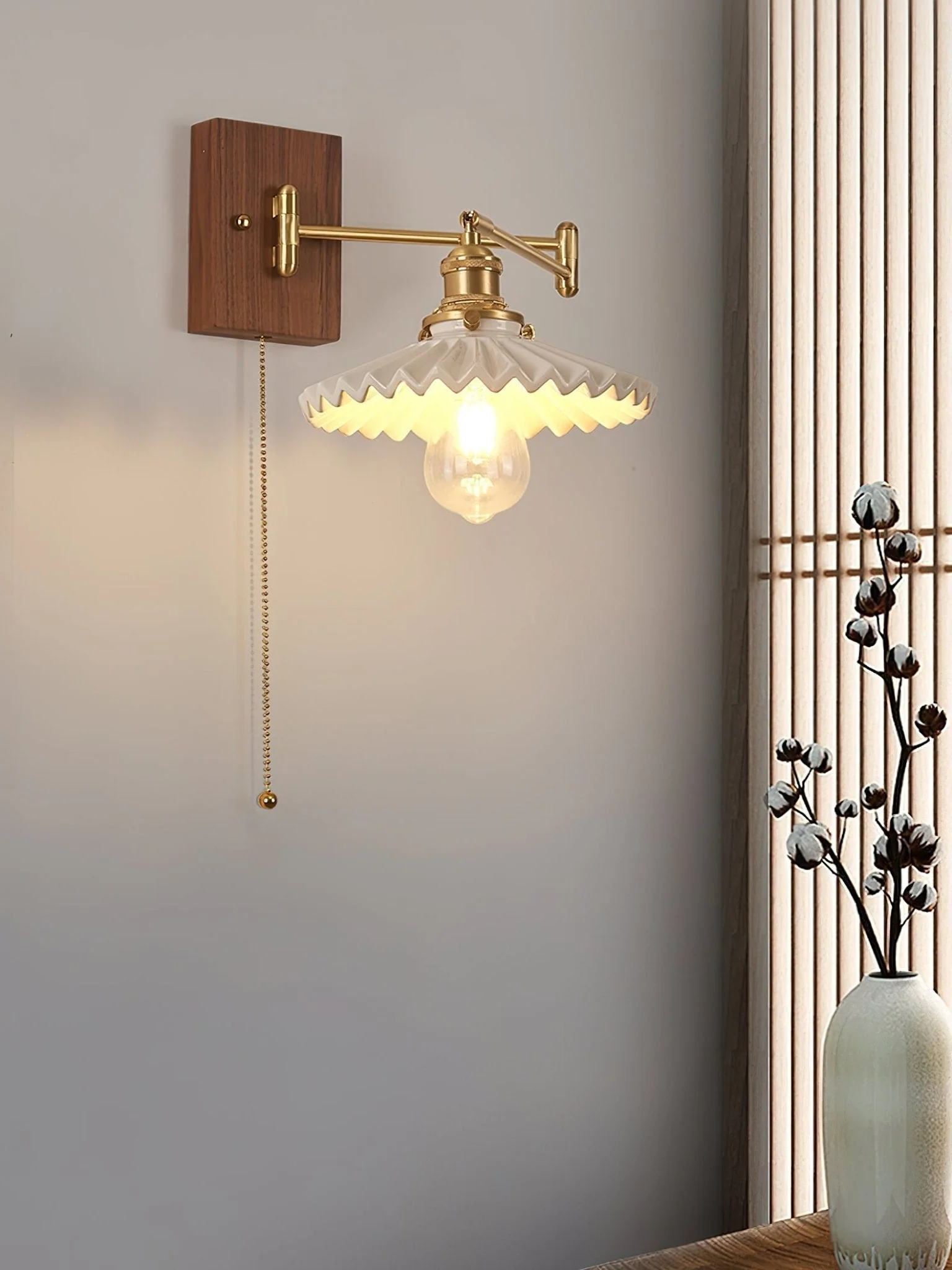 Avveleth Elegance Vintage Walnut Wall Lamp - Image 28