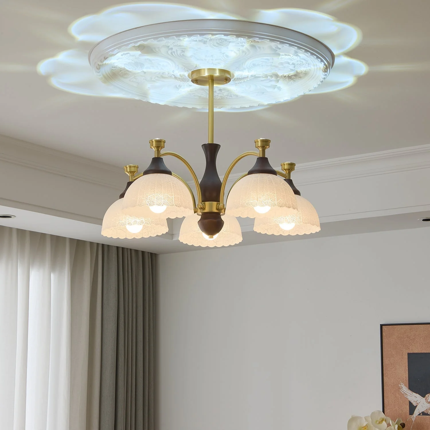 Avvynila Traditional Elegance Vintage Brass Wood Chandelier - Image 16