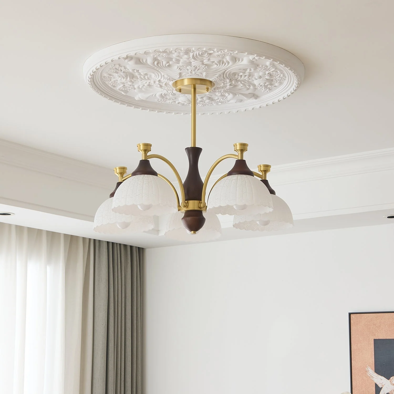 Avvynila Traditional Elegance Vintage Brass Wood Chandelier - Image 20