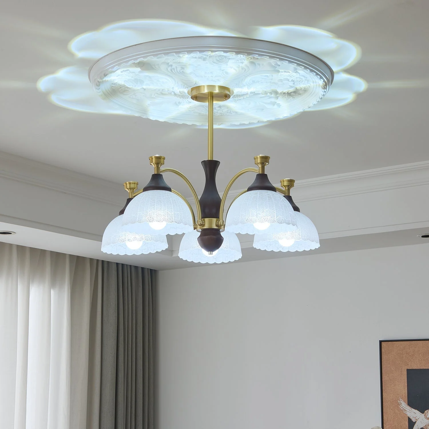 Avvynila Traditional Elegance Vintage Brass Wood Chandelier - Image 21