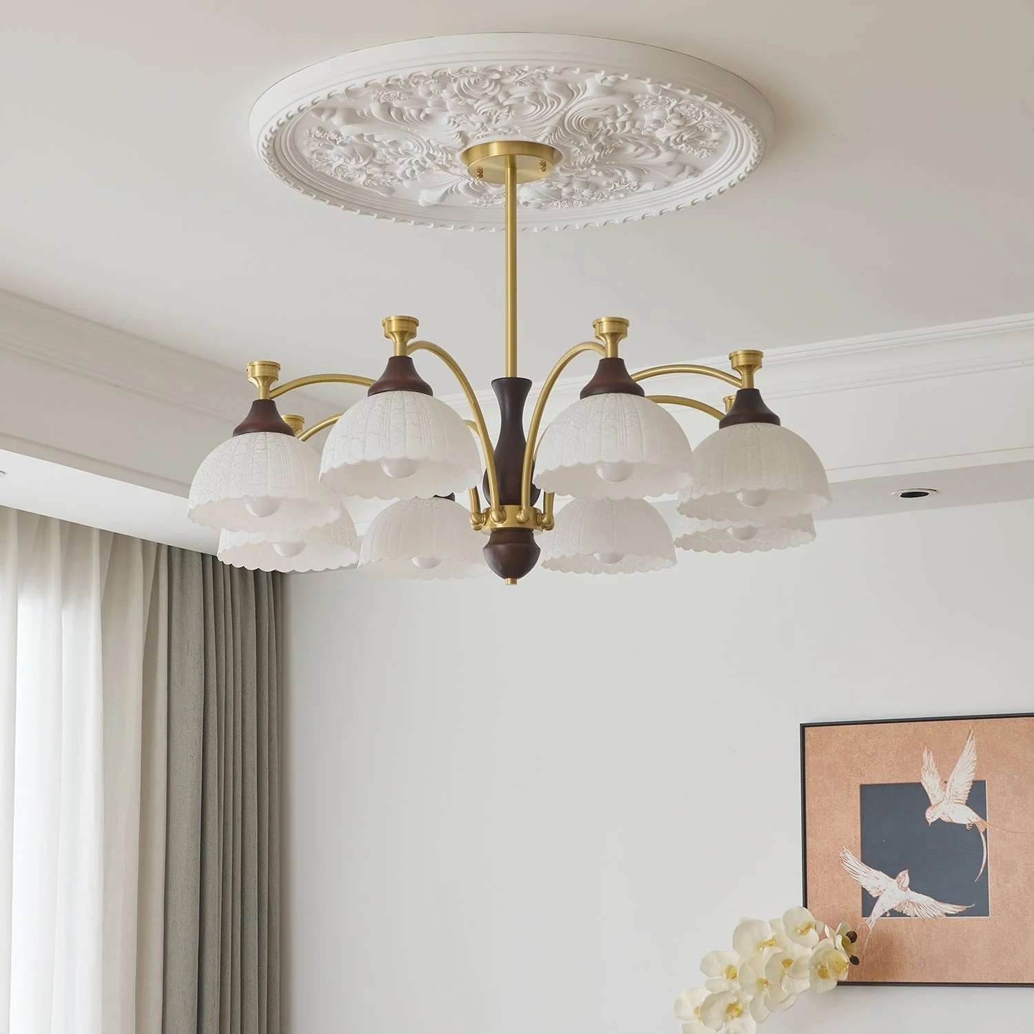 Avvynila Traditional Elegance Vintage Brass Wood Chandelier - Image 24