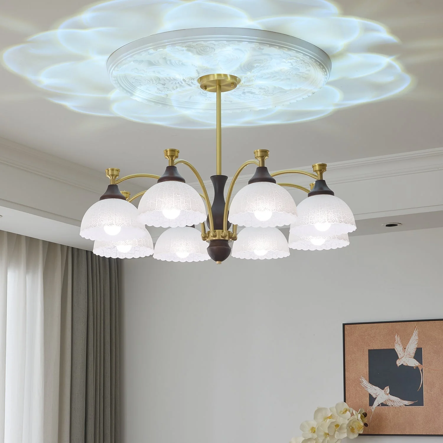 Avvynila Traditional Elegance Vintage Brass Wood Chandelier - Image 25