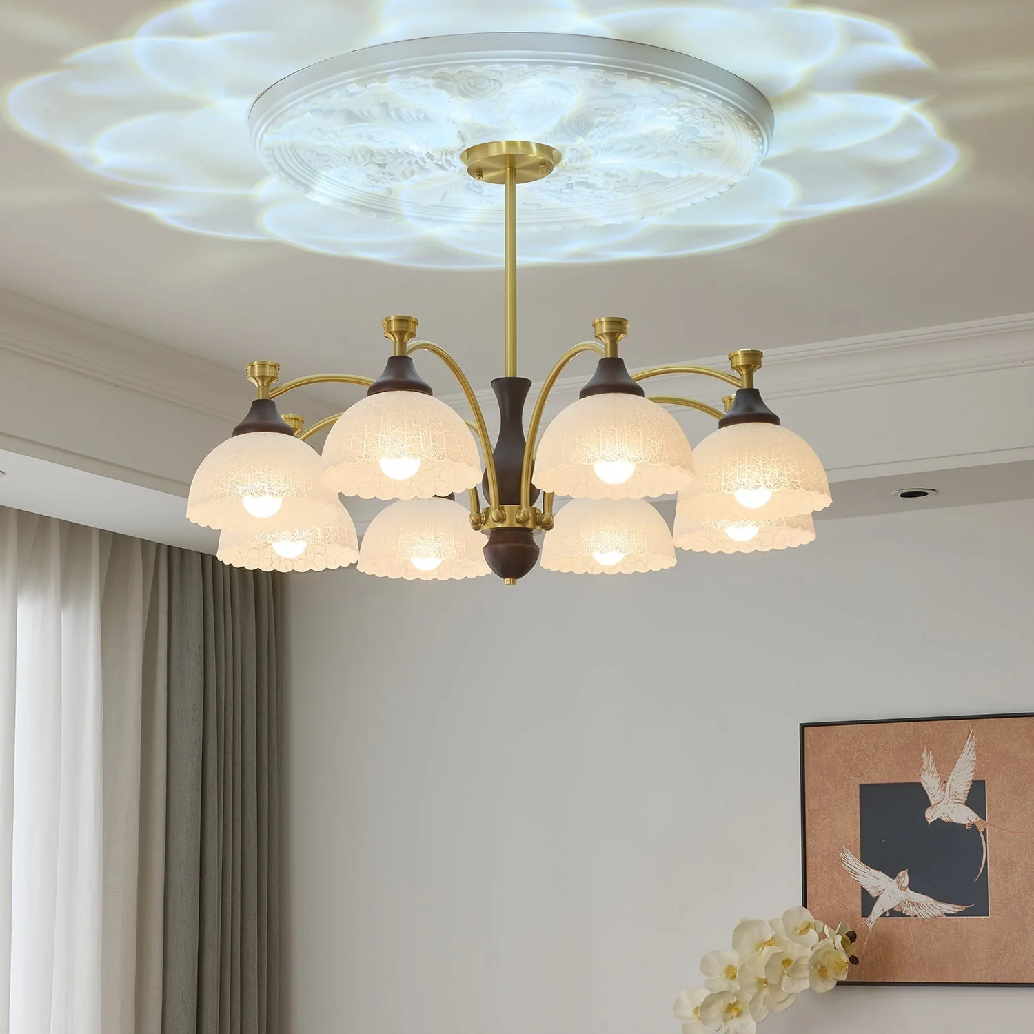 Avvynila Traditional Elegance Vintage Brass Wood Chandelier - Image 4