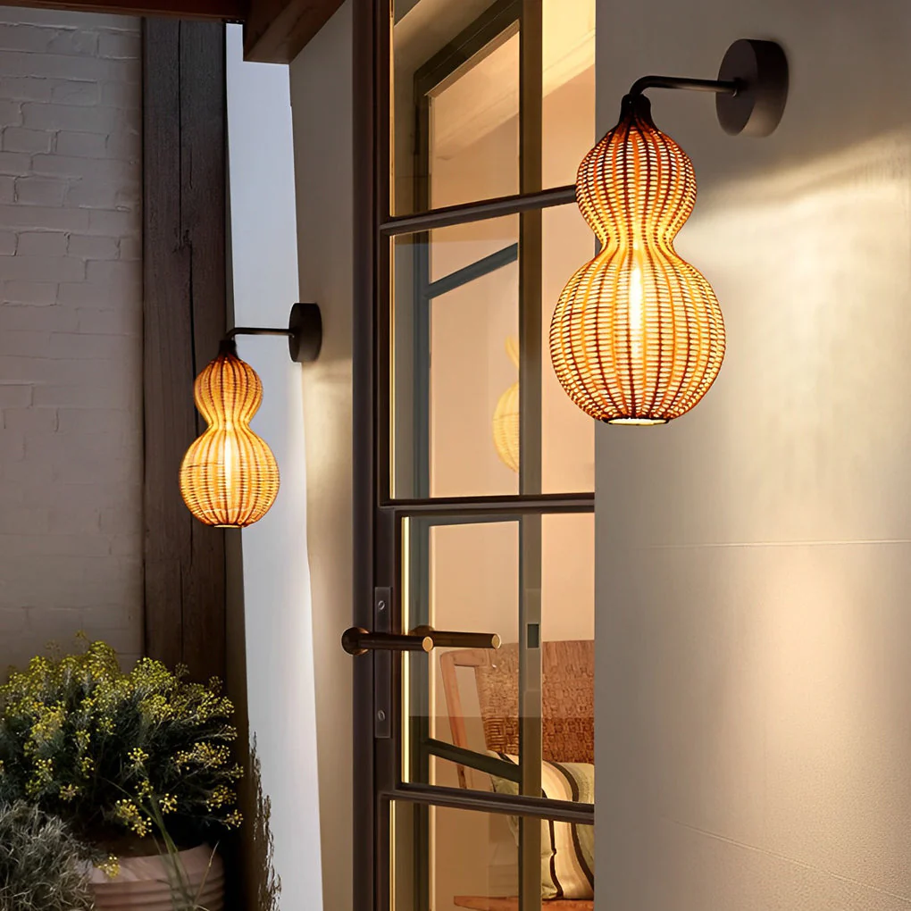 Bata Woven Gourd Rattan Outdoor Pendant Light - Image 6