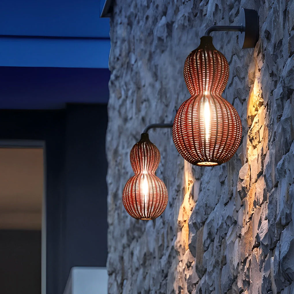 Bata Woven Gourd Rattan Outdoor Pendant Light - Image 8