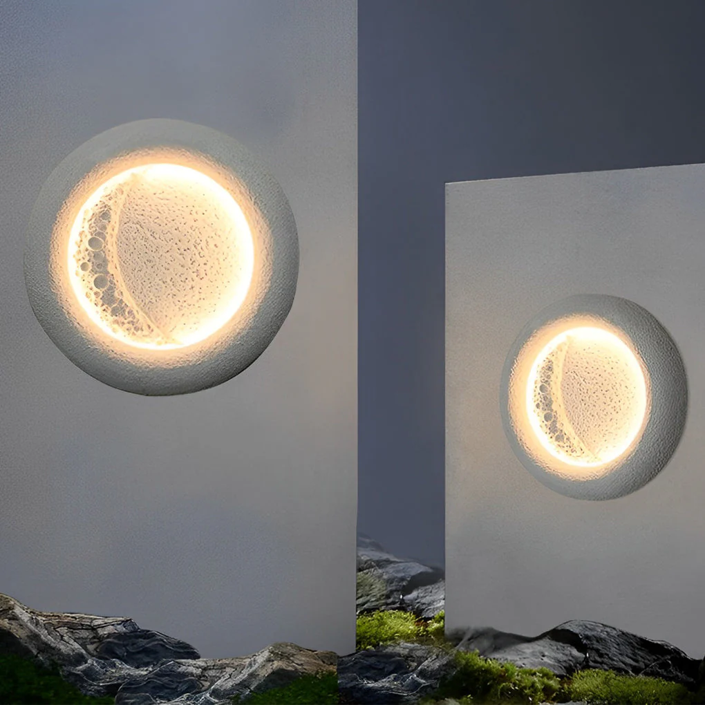 Berha Creative Moon LED Modern Concrete Outdoor Wall Lamp