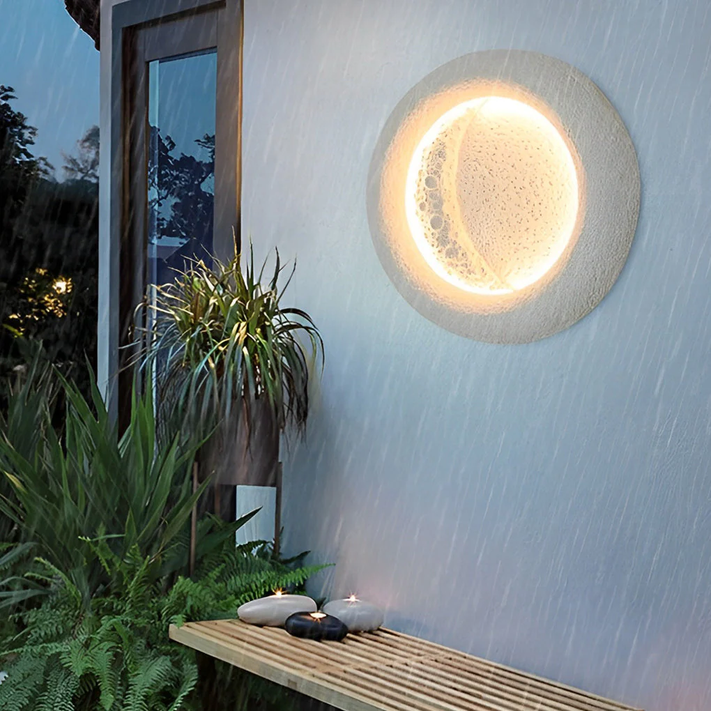 Berha Creative Moon LED Modern Concrete Outdoor Wall Lamp - Image 3