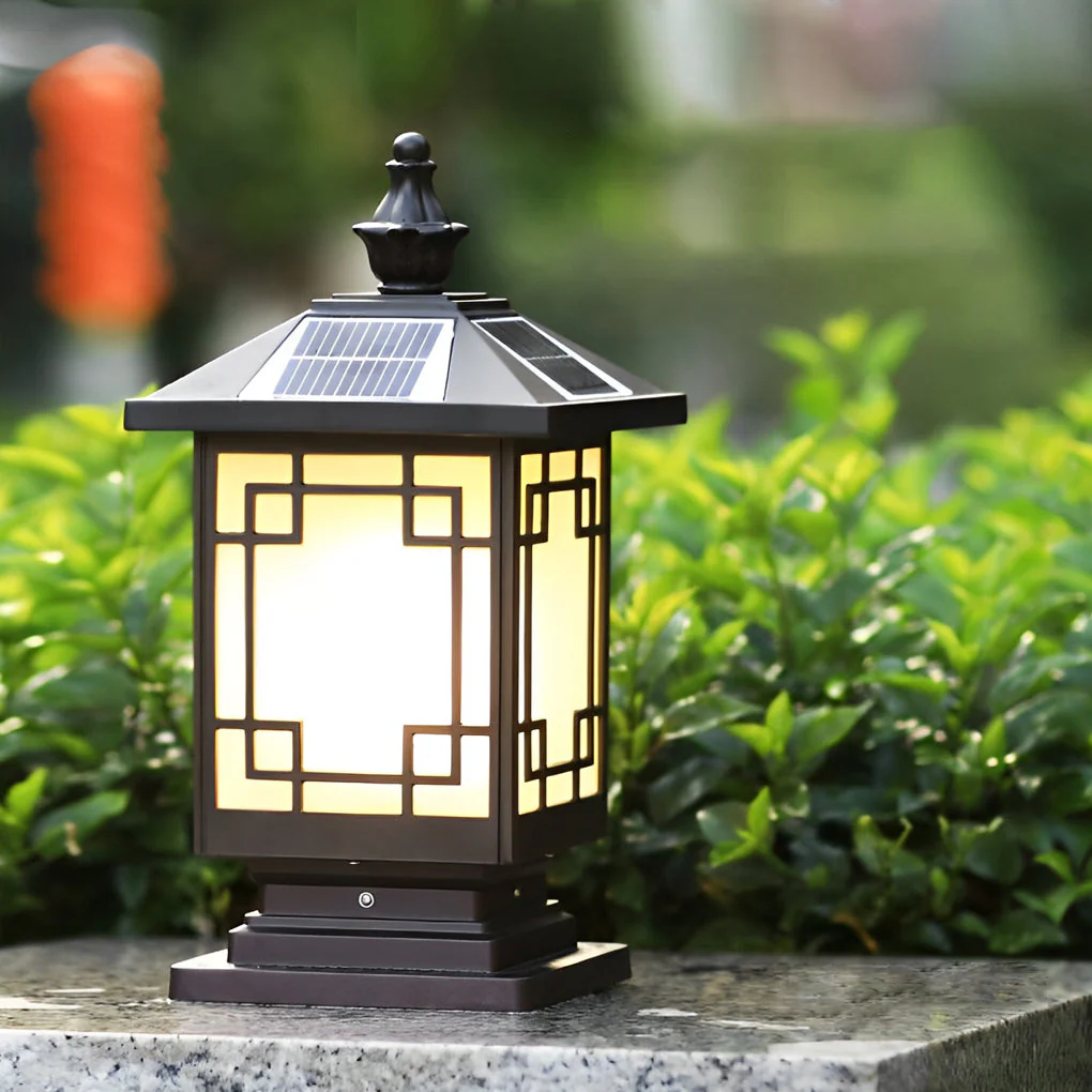 Bertte Retro Grilles LED Outdoor Fence Post Lights - Image 2