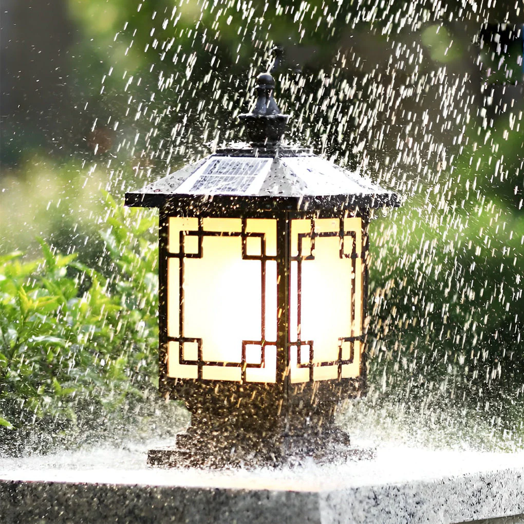 Bertte Retro Grilles LED Outdoor Fence Post Lights - Image 3