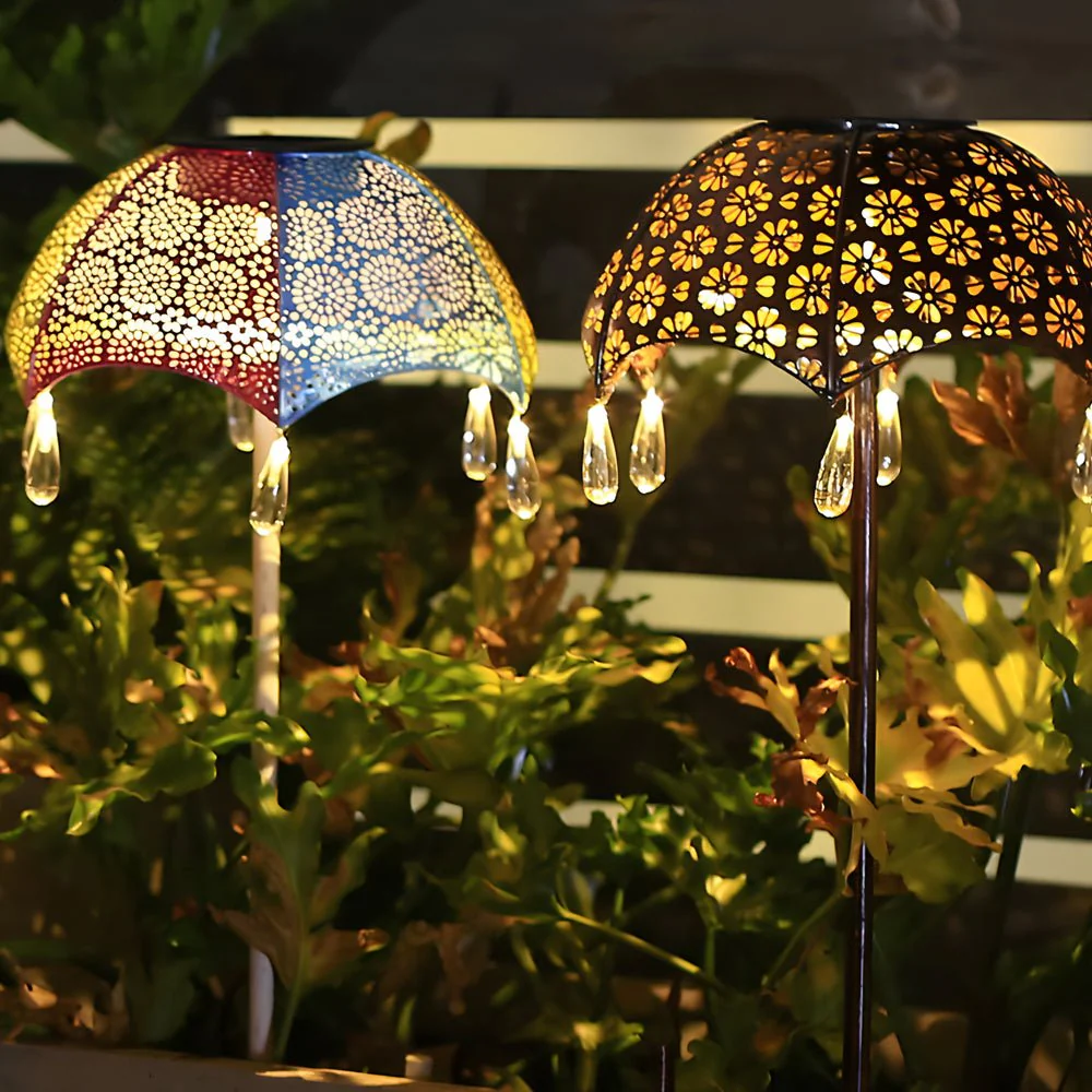 Besa Retro Umbrella Colorful Outdoor Pathway Lighting - Image 6