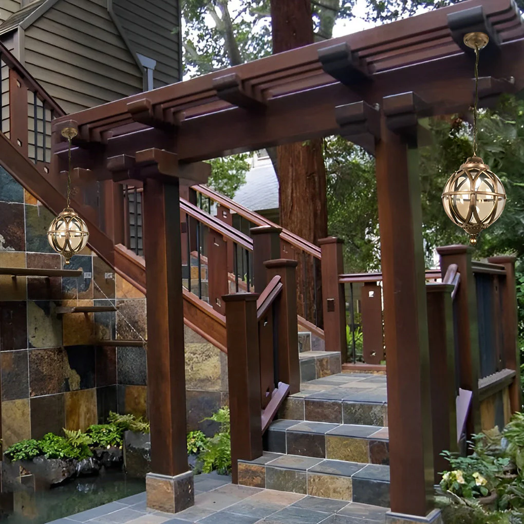 Beth Retro Ball Glass Outdoor Pendant Light - Image 10