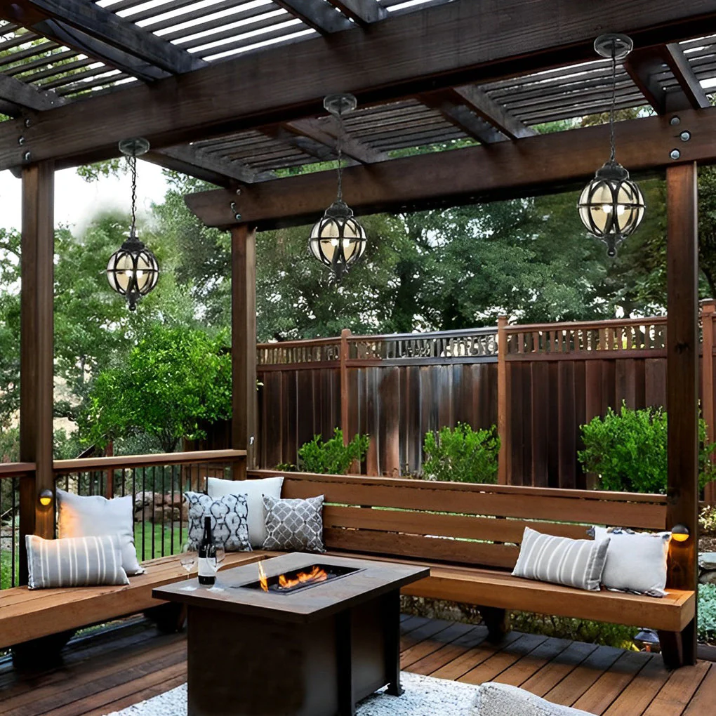Beth Retro Ball Glass Outdoor Pendant Light - Image 12