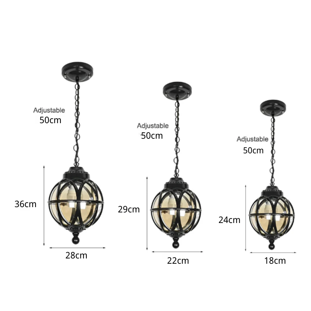 Beth Retro Ball Glass Outdoor Pendant Light - Image 3
