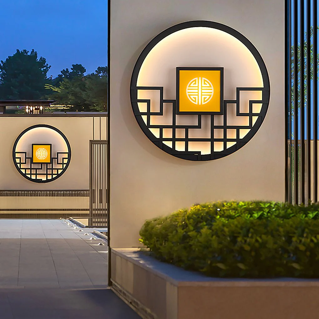 Bettina Asian Outdoor Decorative Steel Outdoor Wall Lamp