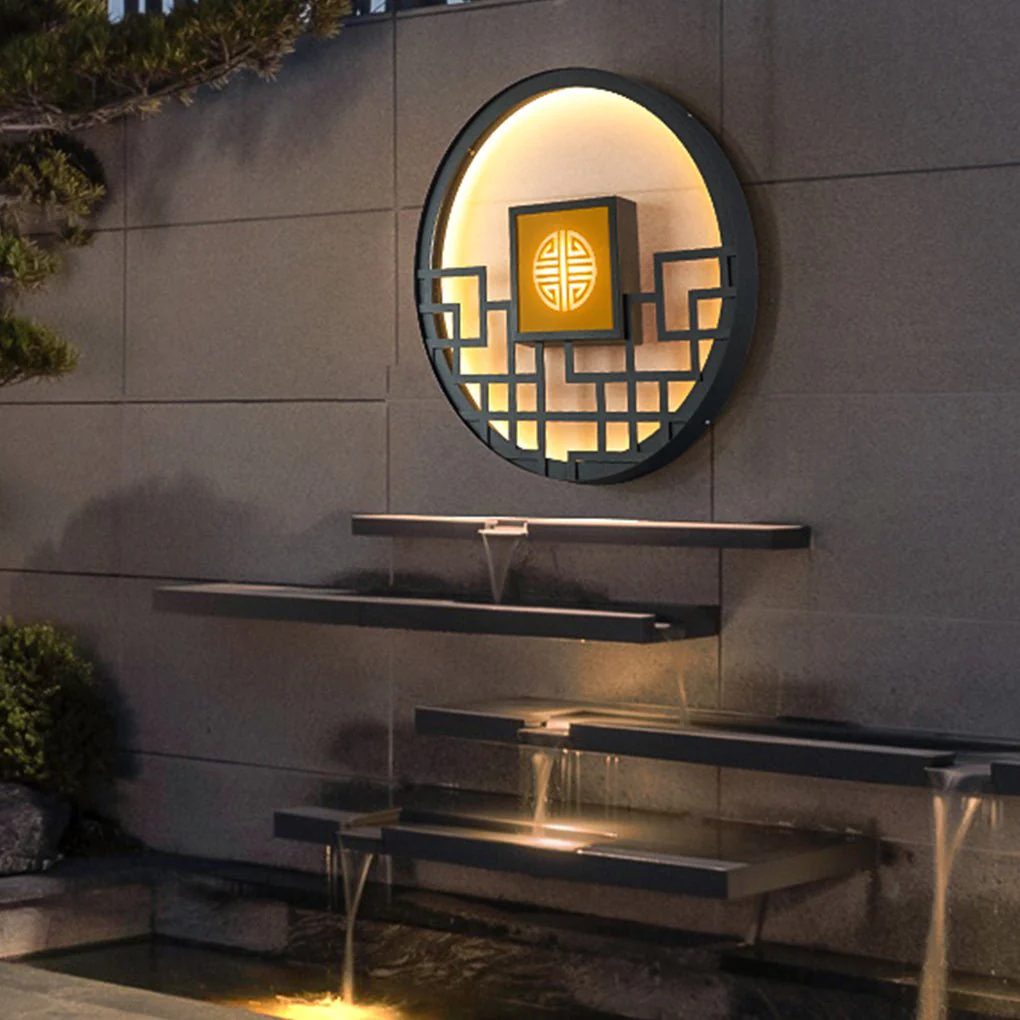 Bettina Asian Outdoor Decorative Steel Outdoor Wall Lamp - Image 10