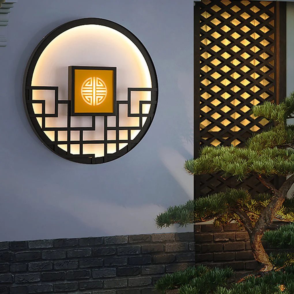 Bettina Asian Outdoor Decorative Steel Outdoor Wall Lamp - Image 6