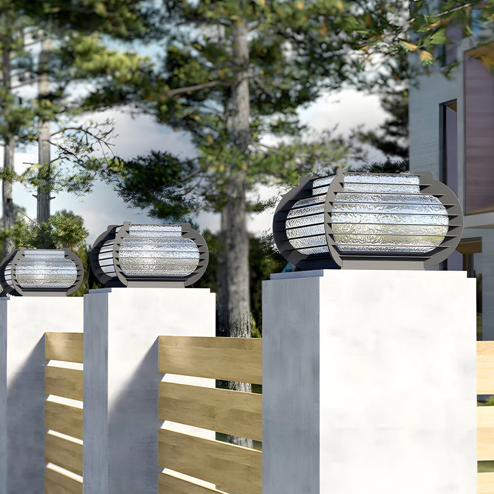 Shelley Lattice Hardiwred/Solar Steel Outdoor Post Pier Mount Light - Image 8