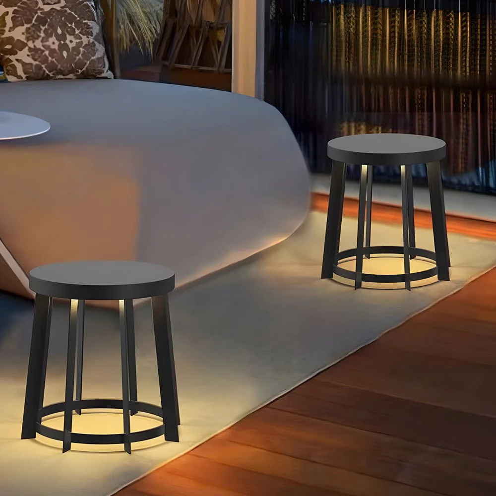 Blanche Round Stool Solar Classic Steel Outdoor Light - Image 3