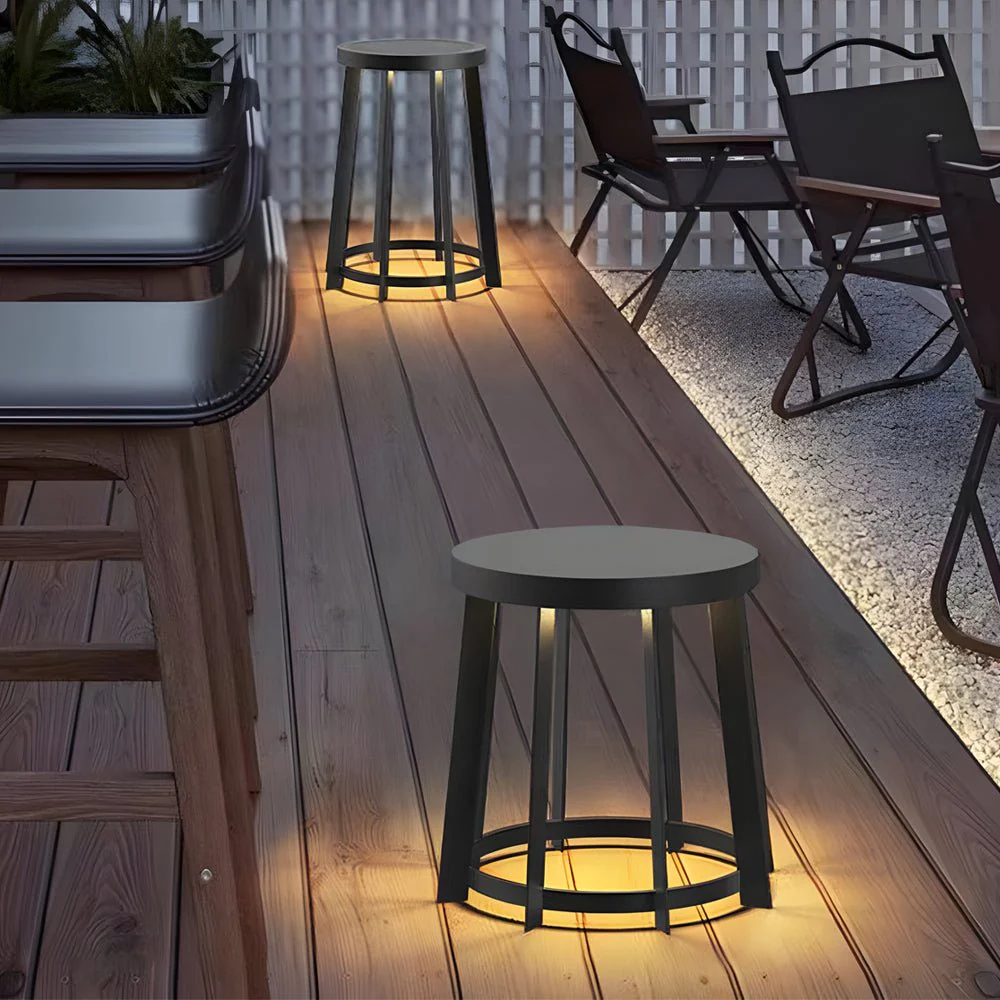 Blanche Round Stool Solar Classic Steel Outdoor Light - Image 4