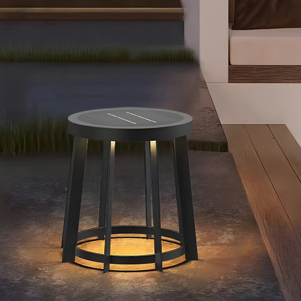 Blanche Round Stool Solar Classic Steel Outdoor Light - Image 5