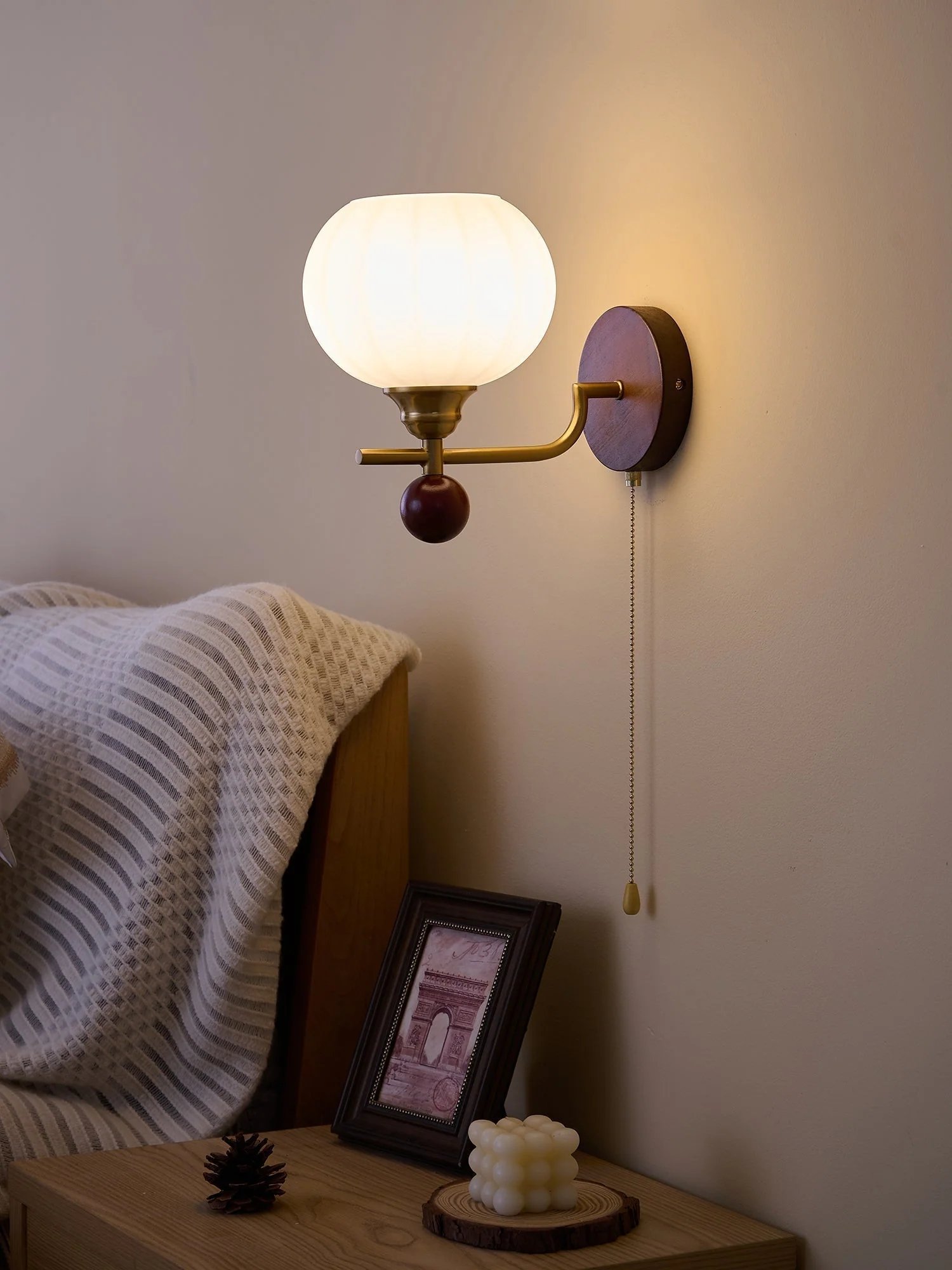 Bobble Premium Nordic Art Crest Glass Wood Wall Lamp - Image 29