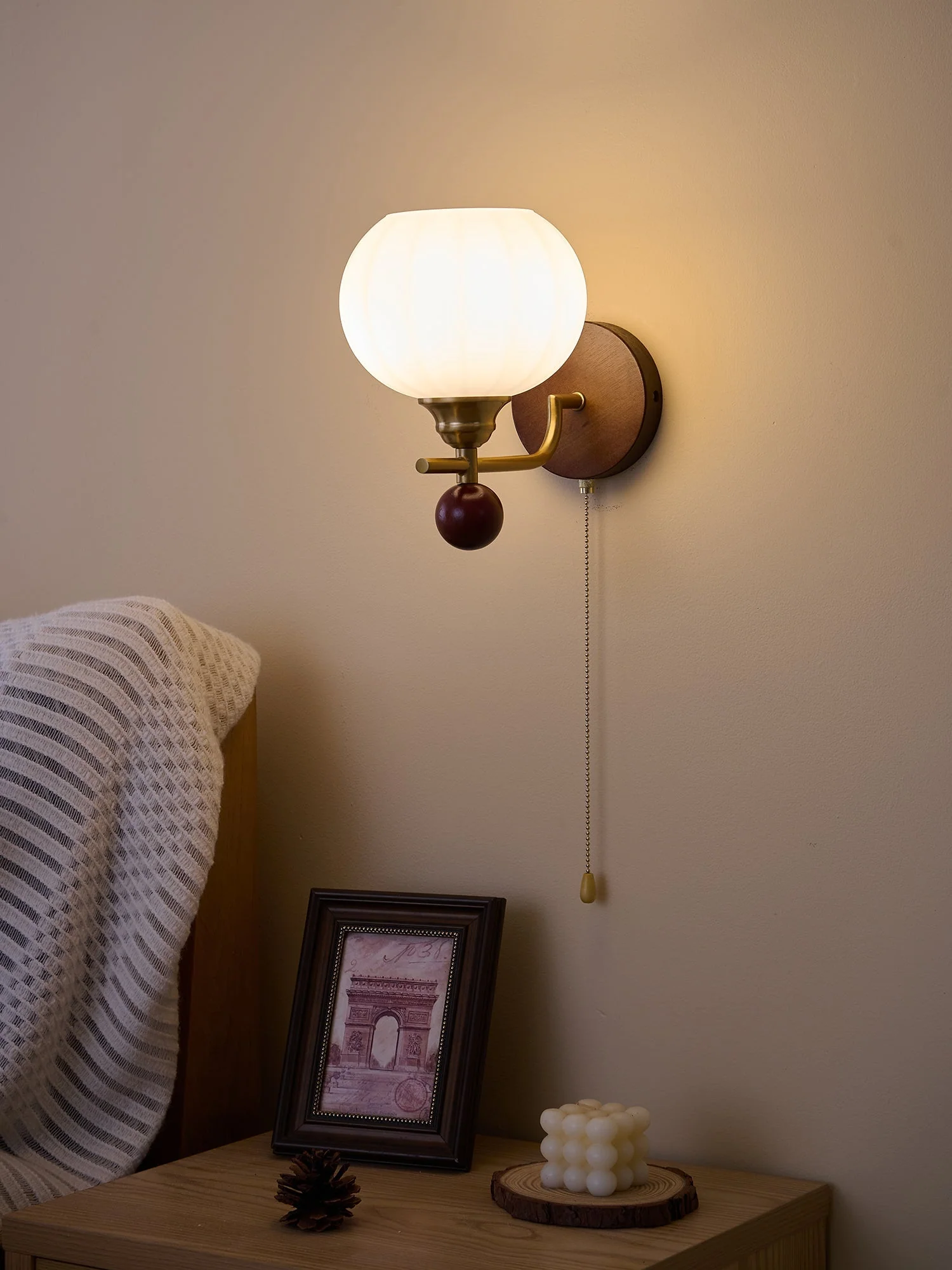 Bobble Premium Nordic Art Crest Glass Wood Wall Lamp - Image 30
