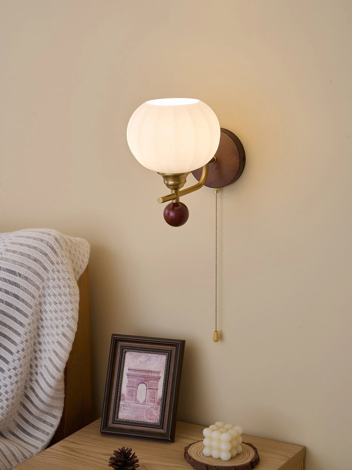 Bobble Premium Nordic Art Crest Glass Wood Wall Lamp - Image 33