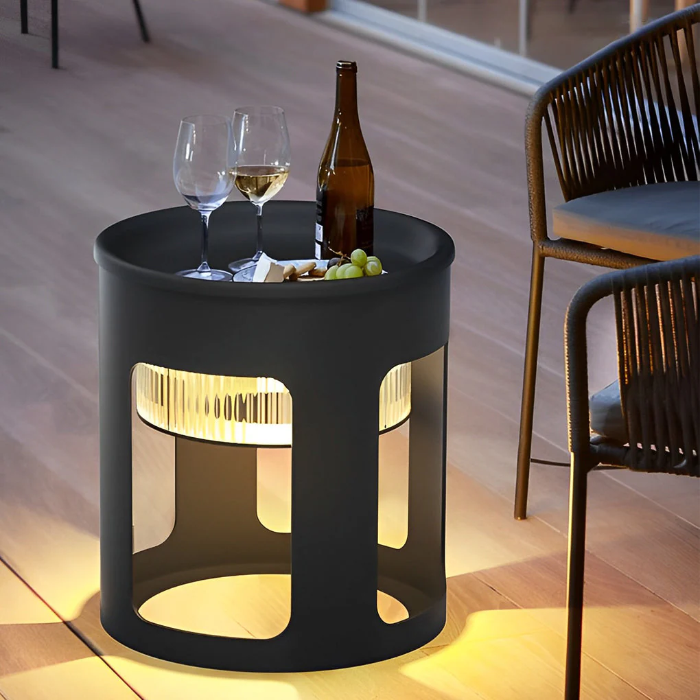 Bobie Round Under-Table Solar Steel Outdoor Light