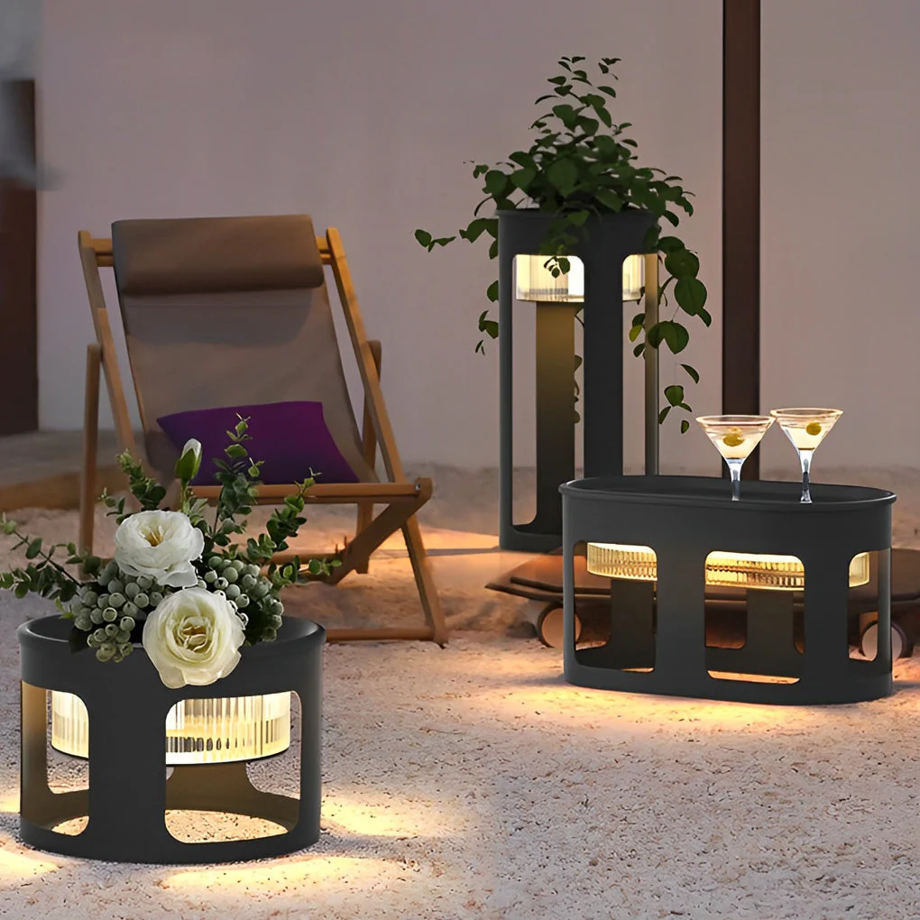 Bobie Round Under-Table Solar Steel Outdoor Light - Image 9
