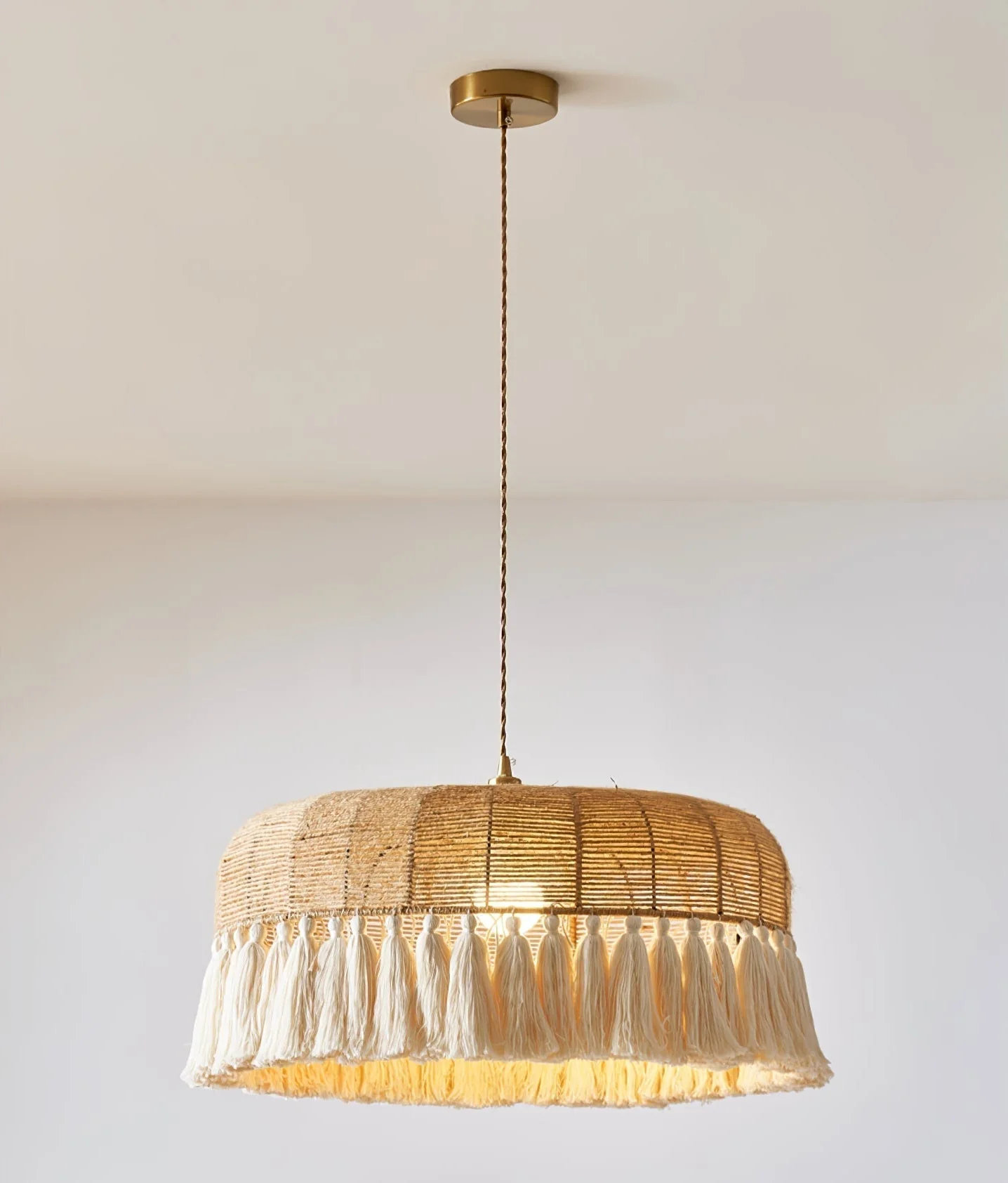 Boho Handwoven Jute Pendant Light - Image 11