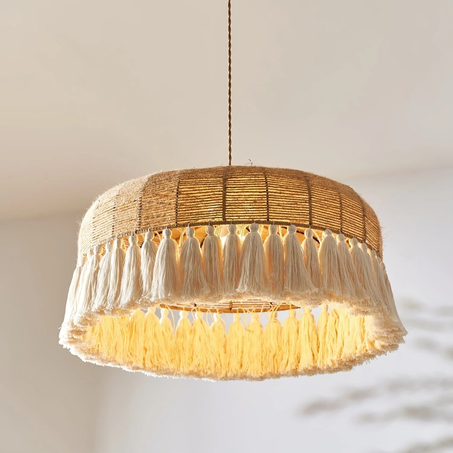 Boho Handwoven Jute Pendant Light - Image 16