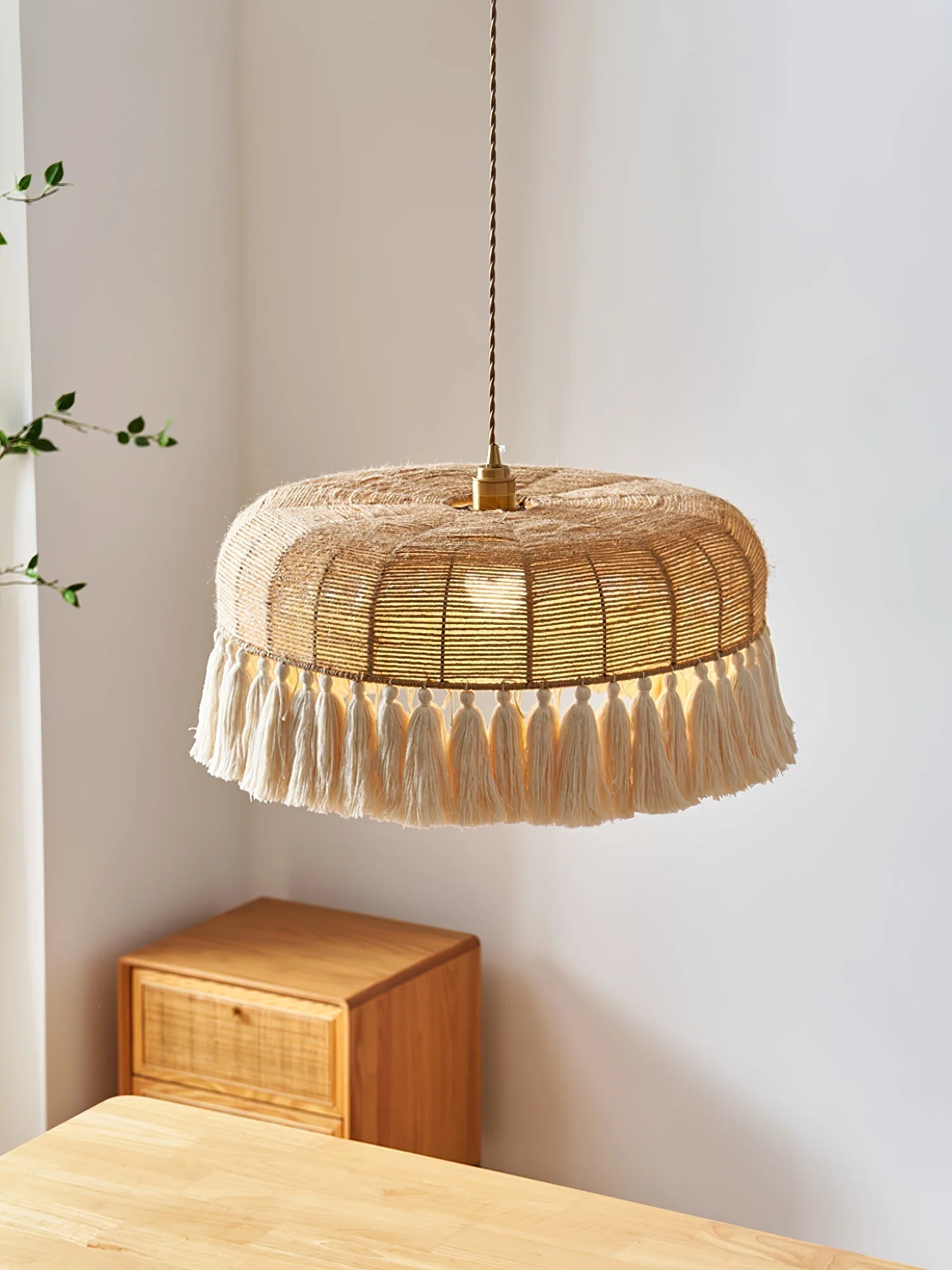 Boho Handwoven Jute Pendant Light - Image 2