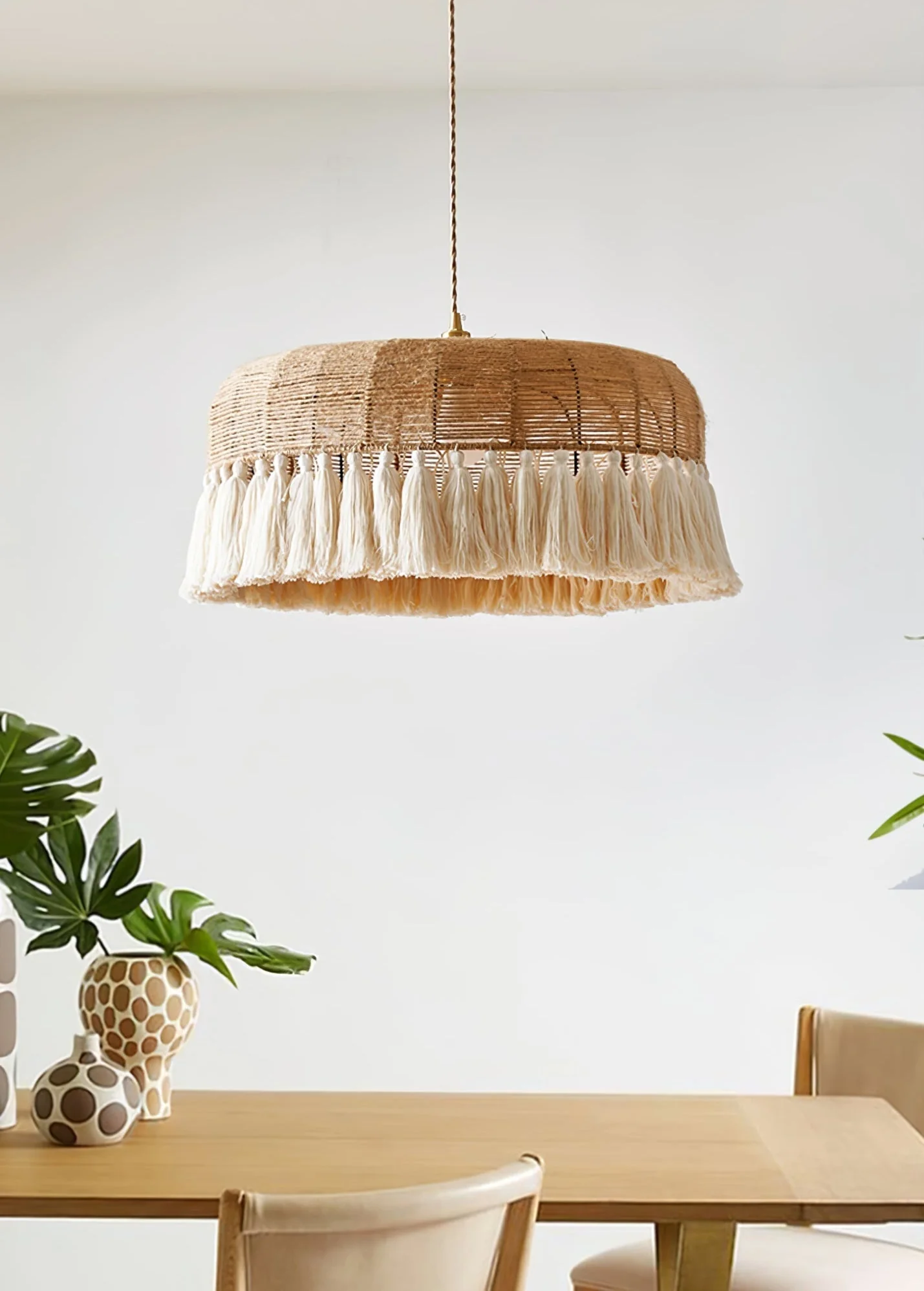 Boho Handwoven Jute Pendant Light - Image 3