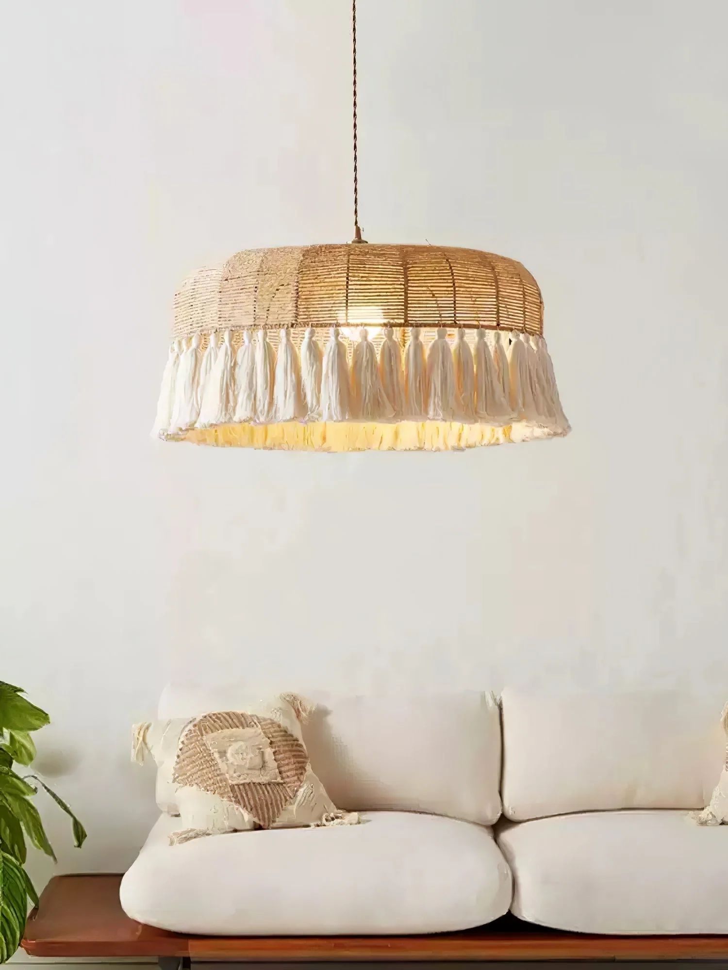 Boho Handwoven Jute Pendant Light - Image 4