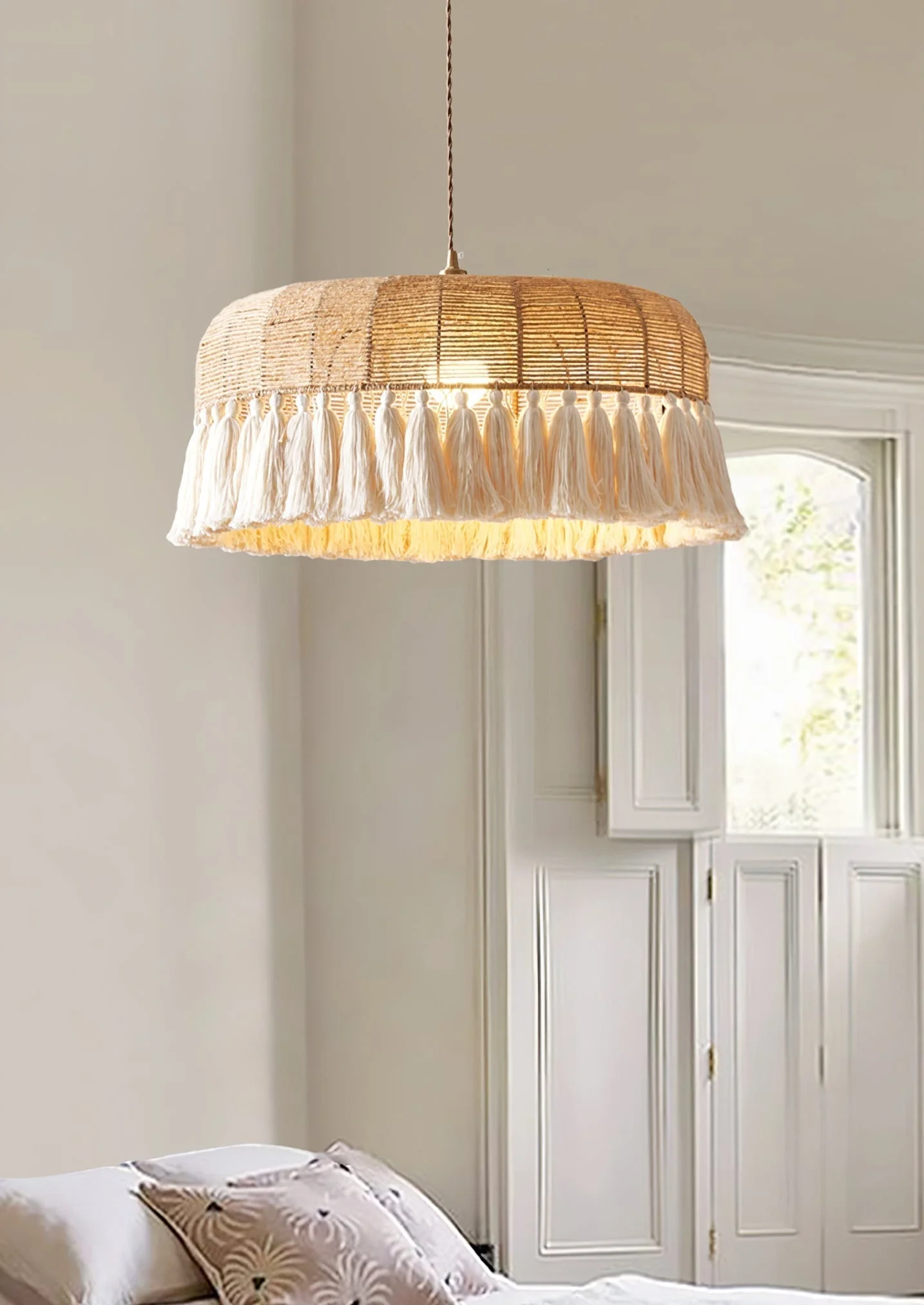 Boho Handwoven Jute Pendant Light - Image 5