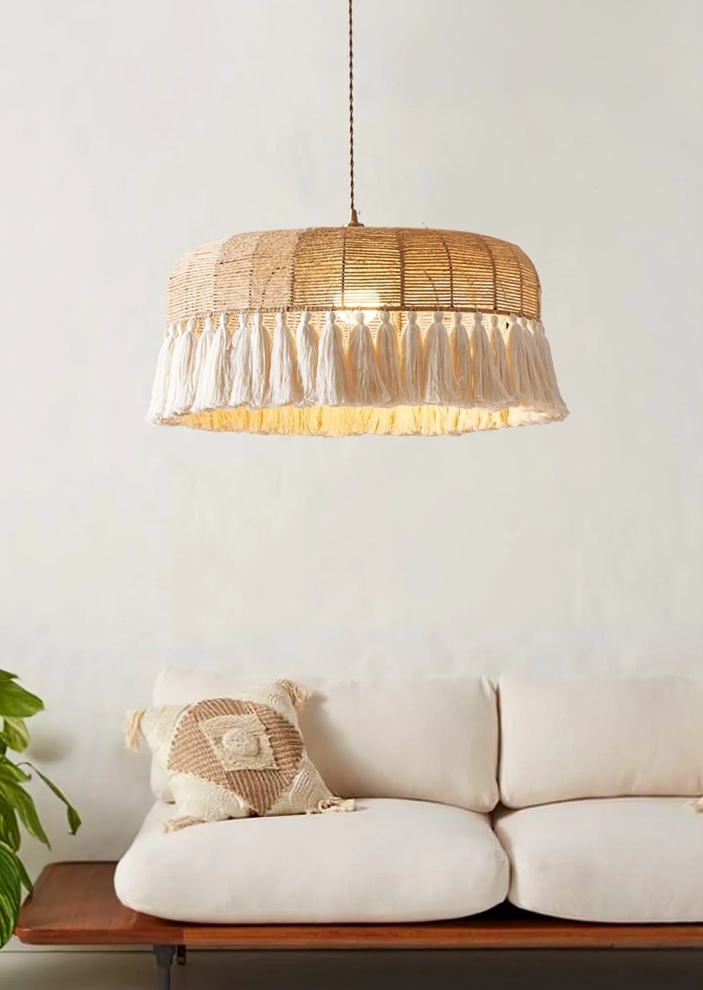 Boho Handwoven Jute Pendant Light - Image 9