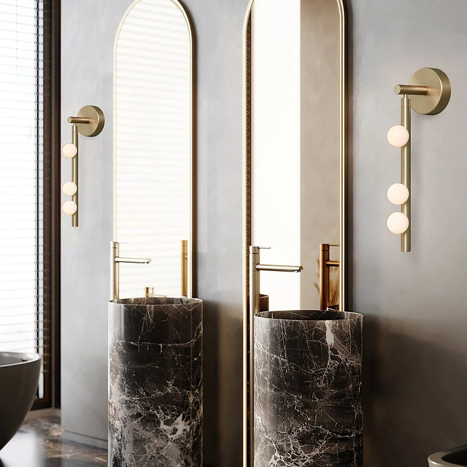 Rory Modern Minimalist Tube Brass Glass Wall Lamp - Image 66