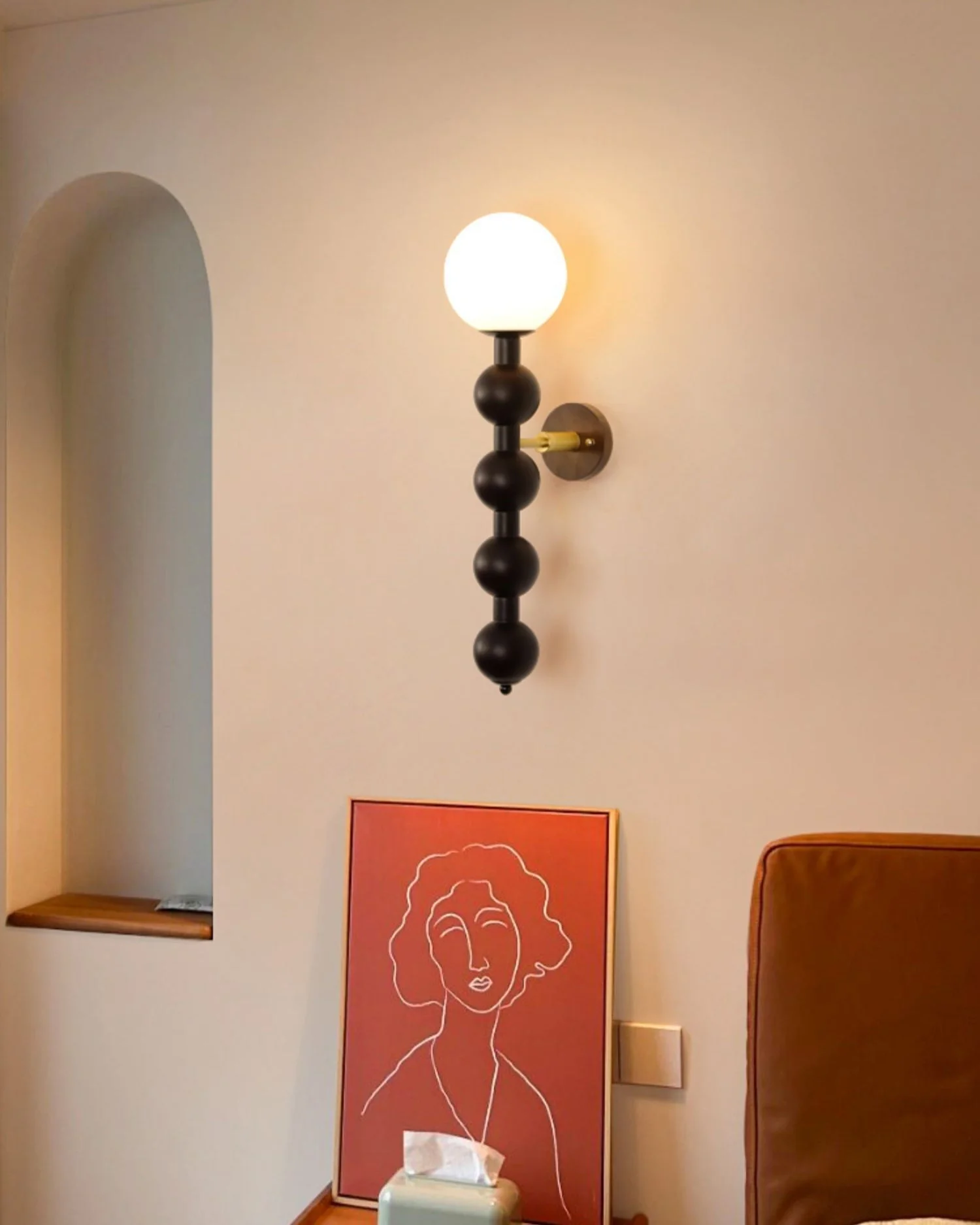 Olaeia Modern Minimalist Bubbly Wooden Glass Wall Lamp - Image 6