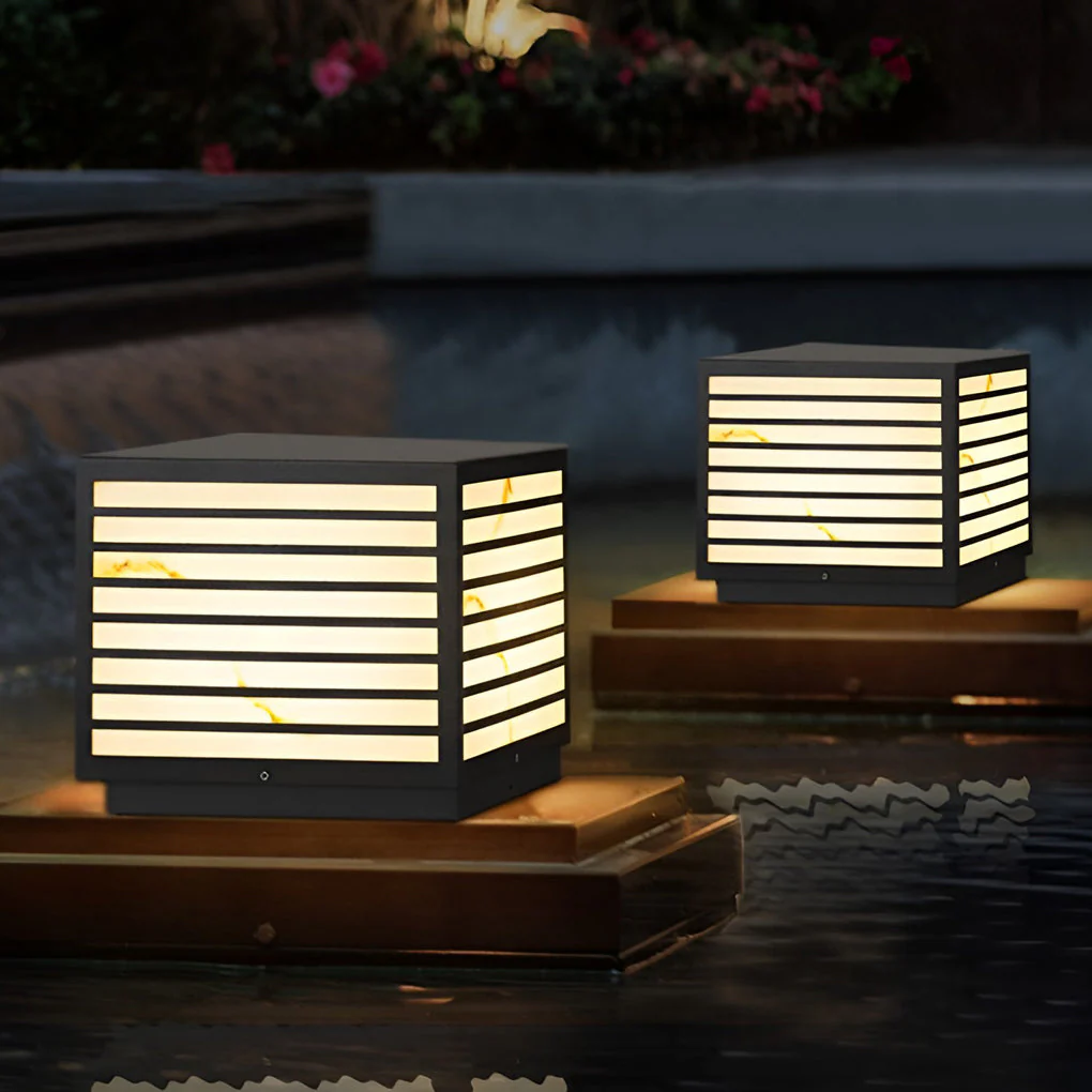 Butterf Square LED Modern Steel Outdoor Deck Post Pillar Light - Image 2