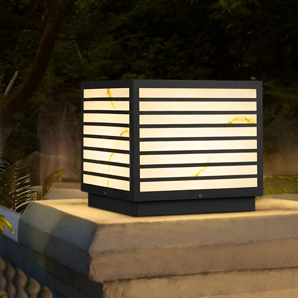 Butterf Square LED Modern Steel Outdoor Deck Post Pillar Light - Image 3