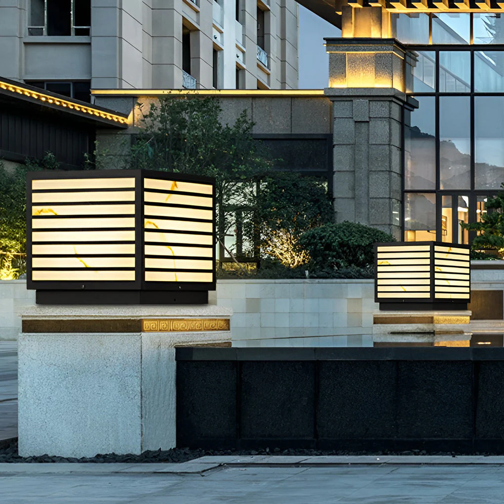 Butterf Square LED Modern Steel Outdoor Deck Post Pillar Light - Image 4