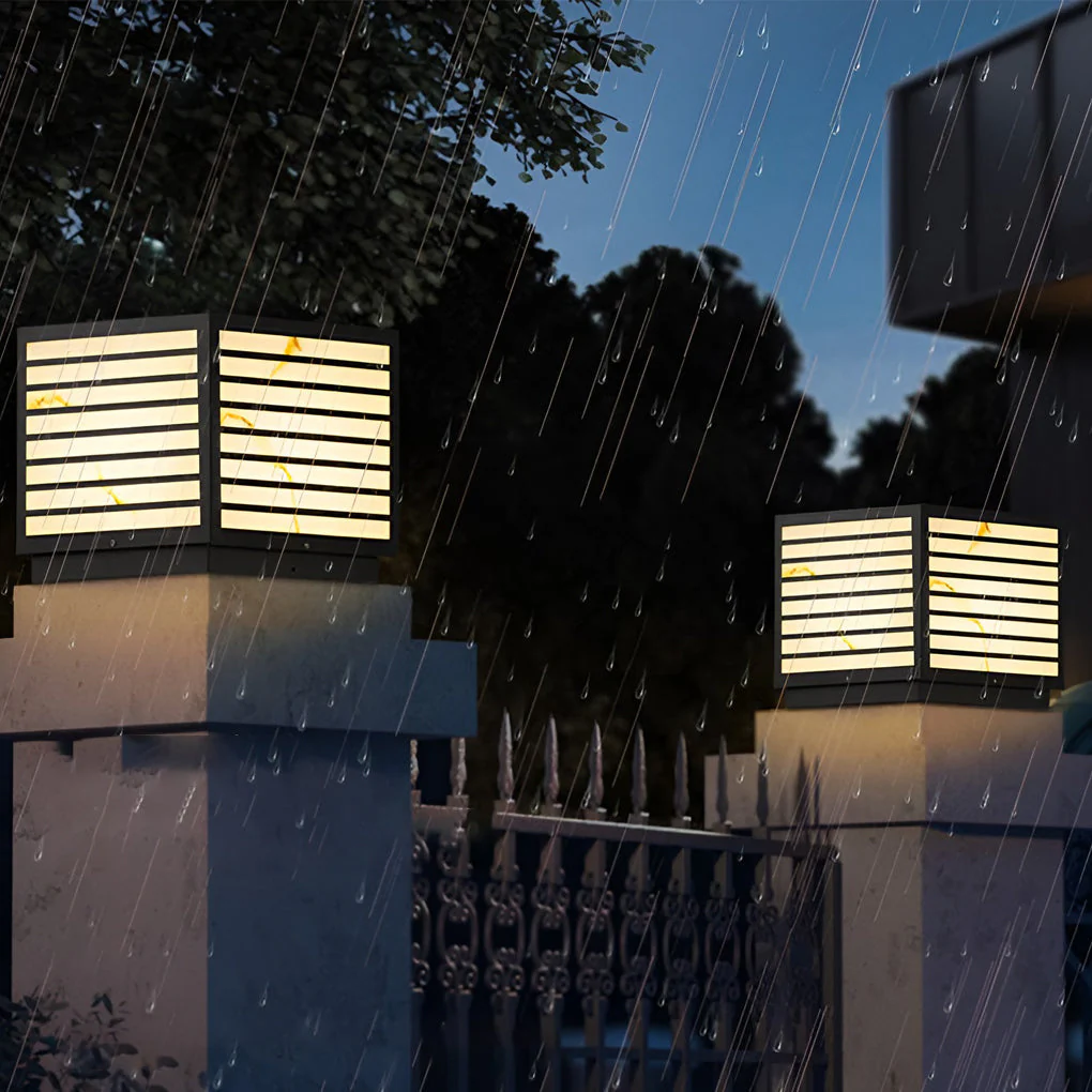 Butterf Square LED Modern Steel Outdoor Deck Post Pillar Light - Image 5
