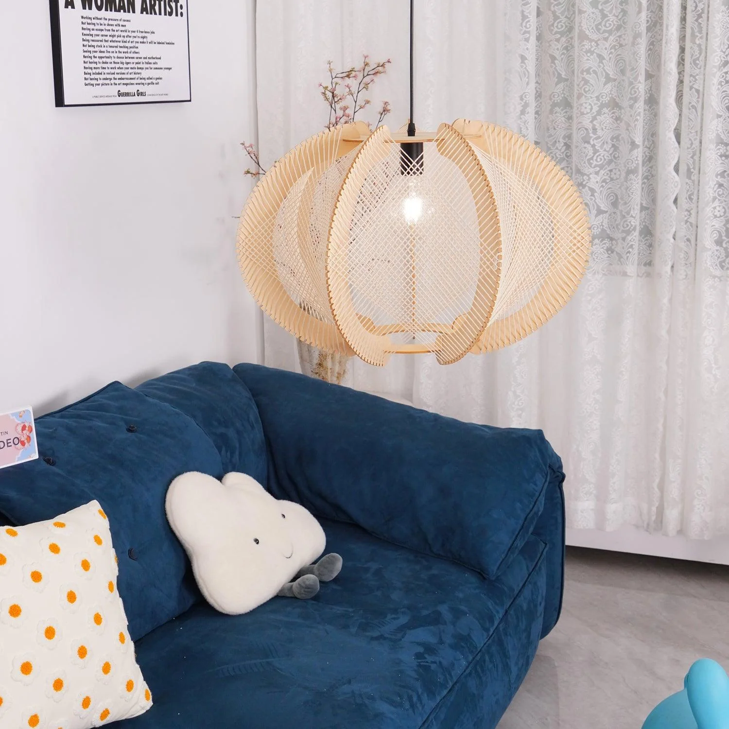 Calyraice Wood & Hemp Rope Pendant Light - Image 13