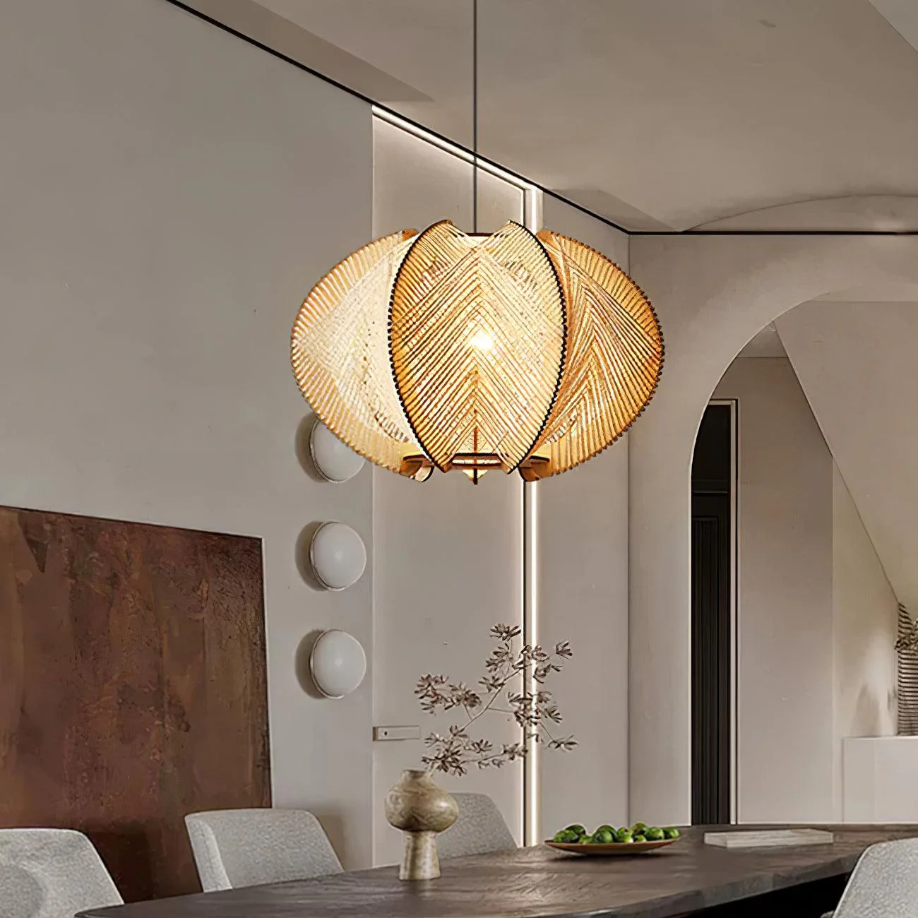 Calyraice Wood & Hemp Rope Pendant Light - Image 23