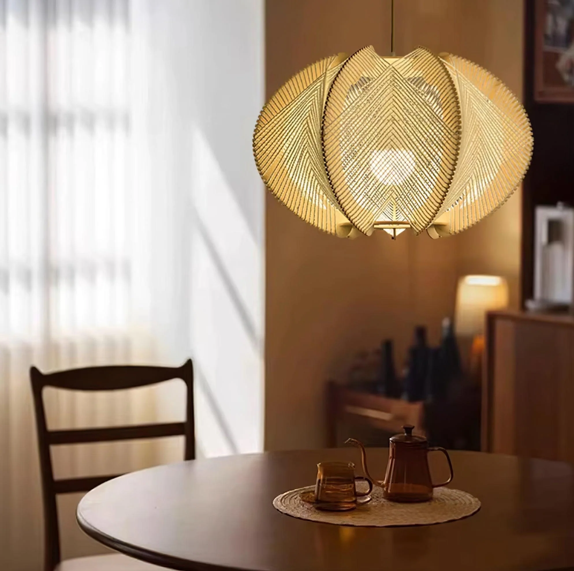 Calyraice Wood & Hemp Rope Pendant Light - Image 25
