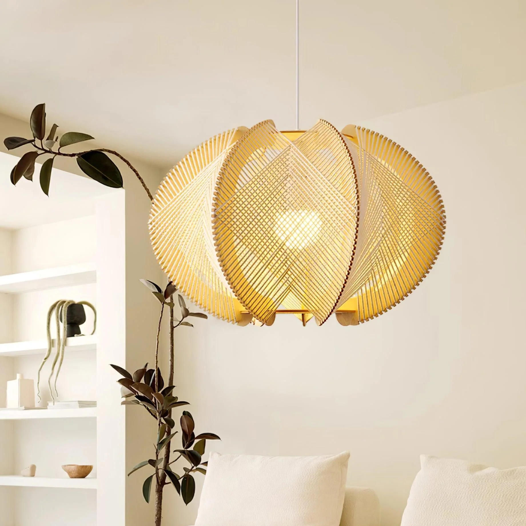 Calyraice Wood & Hemp Rope Pendant Light - Image 26