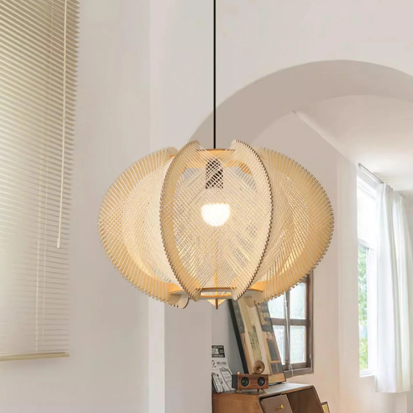 Calyraice Wood & Hemp Rope Pendant Light - Image 28