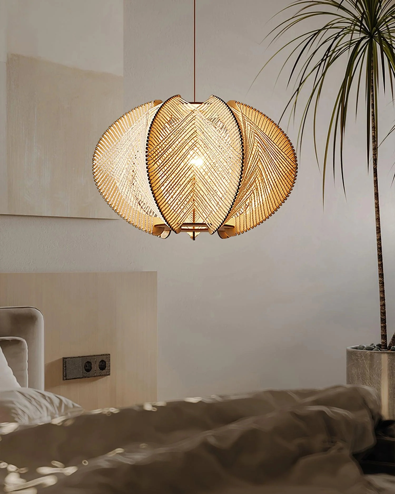 Calyraice Wood & Hemp Rope Pendant Light - Image 40