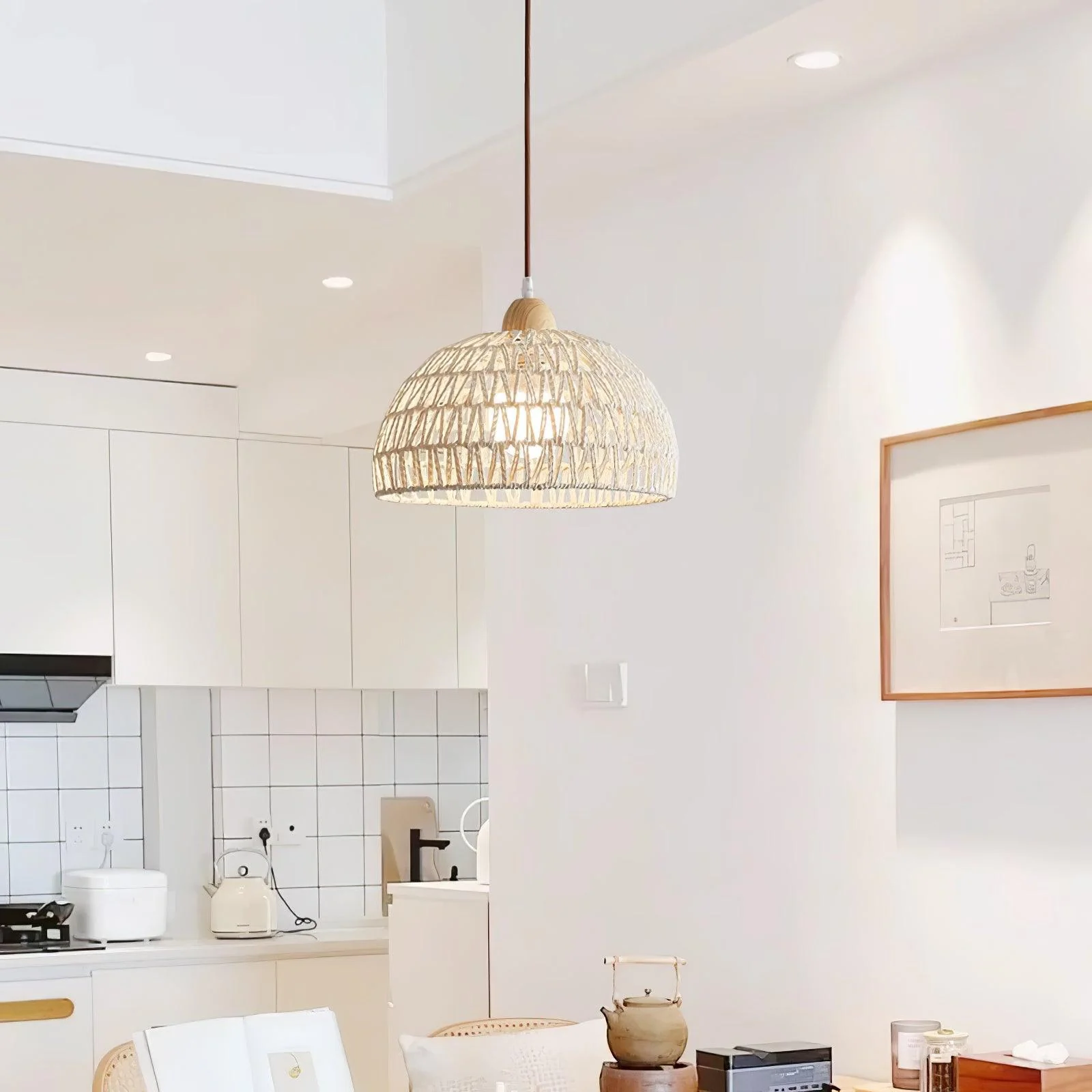 Calyran Rattan Wood Pendant Lamp - Image 10